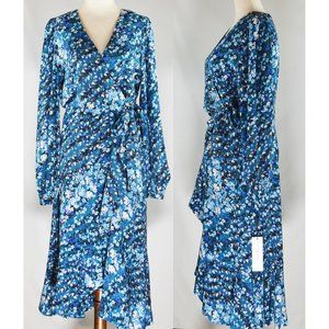Calvin Klein Floral Print Wrap Dress Size 10 NEW